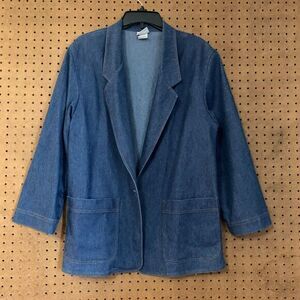 Vintage Denim Blazer‎ Jacket 90s Oversized Koret 16 Cottage Indie Classic Blue